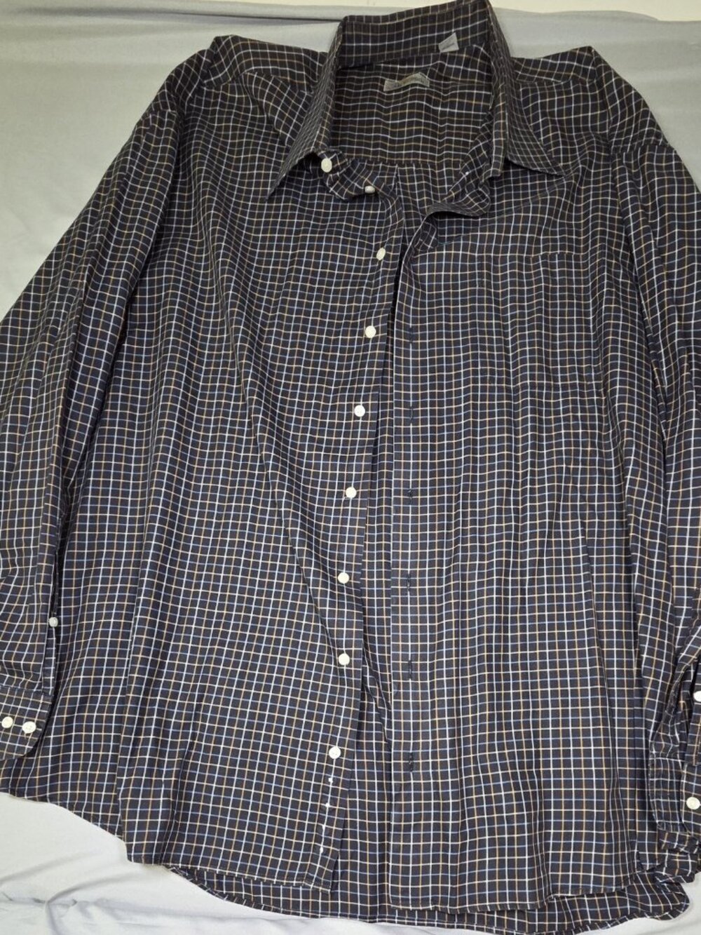 Peter Millar Navy Tattersall Check Button Down Sport Shirt Mens 3XT Tall